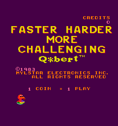 Faster, Harder, More Challenging Q-bert (prototype) Title Screen